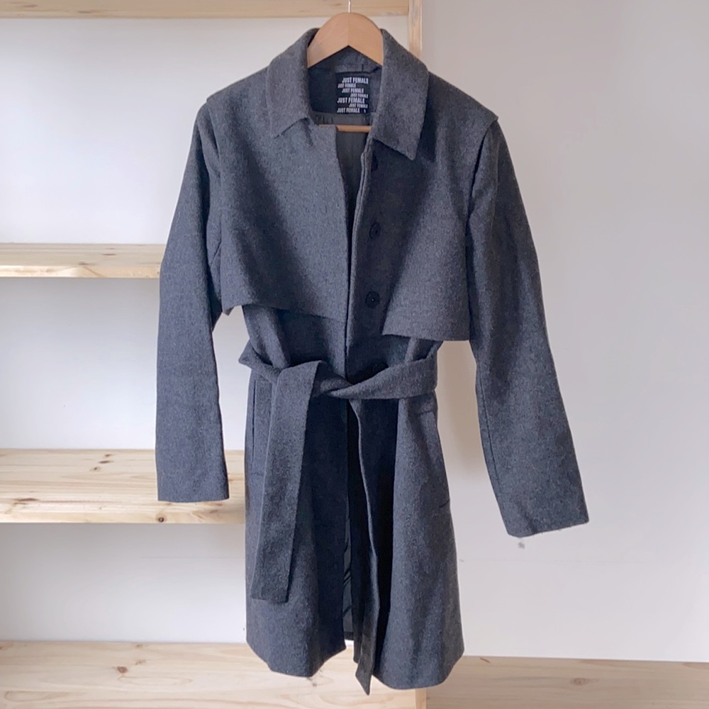 Just Female Dark Grey Wool Coat